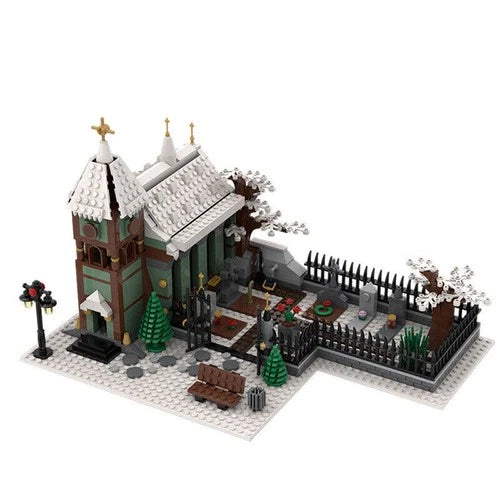 Winter Village Church Modular Building Blocks - DIY MOC Bricks Toys Gift Set