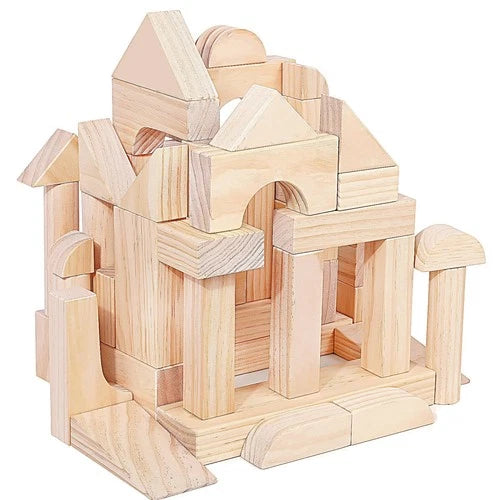 Large Wood Building Blocks 64Piece Hardwood Sorting Stacking Toys