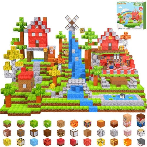 LionFuny 200PCS Magnetic Blocks,Magnetic Building Blocks Stacking Toys,Magnet
