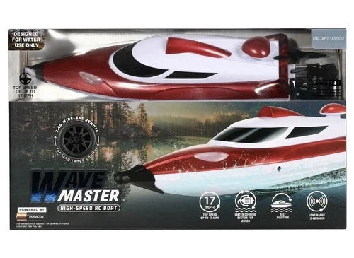 Wave Master High‑Speed RC Boat 17MPH 2.4G Self‑Righting Water‑Cooled Red