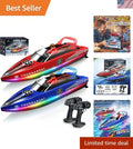 Double RC Boat Set - Fast 15 KPH Waterproof Racing Boats with LED Lights