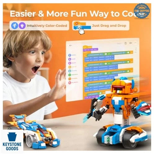 Robot Building Kit 12-in-1 Coding APP Remote STEM Toy 600 Blocks for Kids 8-12