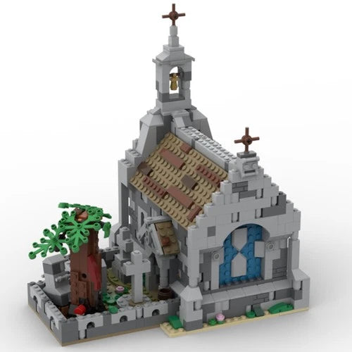 MOC-155491 Medieval Chapel with Graveyard and Tree Building Toys Set 1006 Pieces