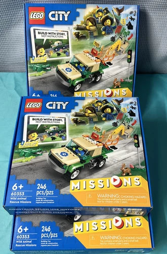 🔥 LOT 3 LEGO City Wild Animal Rescue Missions Interactive Set 60353 OVER 730pc