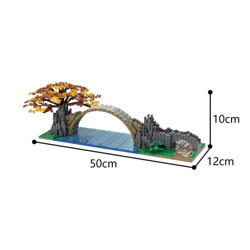 Bridge Architecture Model with Tree Scenery 1012PCS MOC Building Set