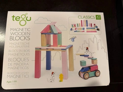 Tegu Classic Magnetic Wooden Building Block Set, 42pcs Classic