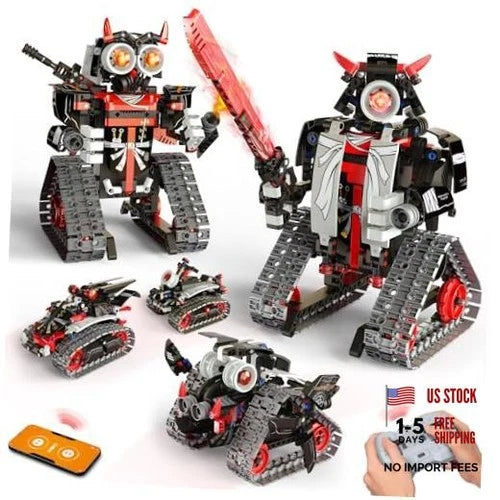 5 in 1 STEM RC Robot Building Kit, APP & Remote Control Samurai/Ninja 5IN1