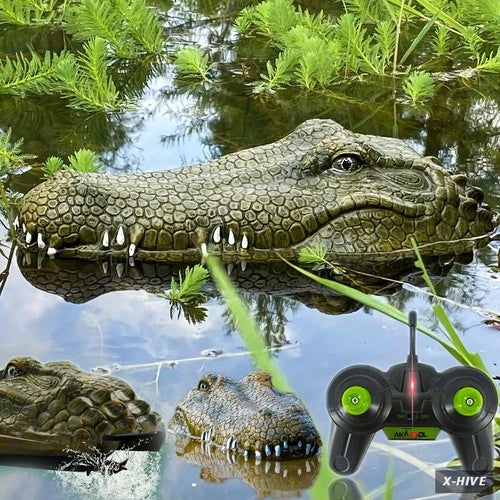 2.4 Ghz RC Boats - Large Resin Decoy and Floating Crocodile Head Toy Rechargeab