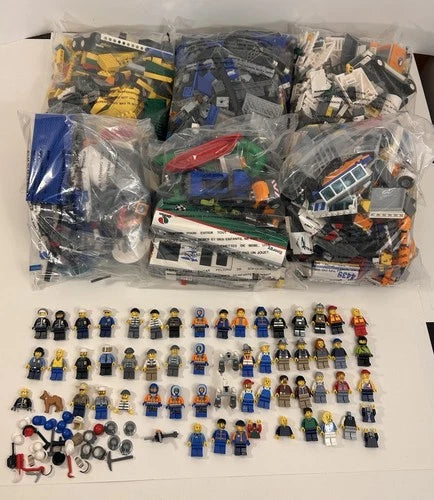 Huge LEGO City Lot Minifigures, Bricks, Police, Crooks, Fire Fighters etc.