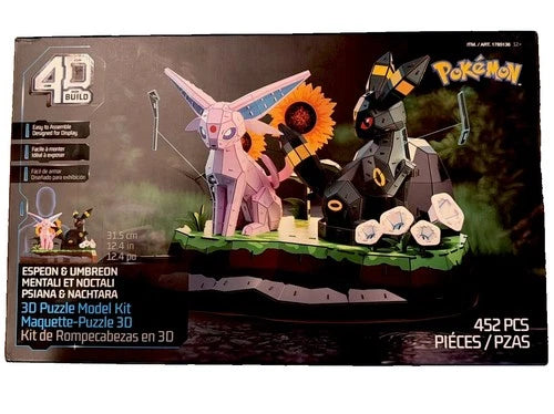 4D Build Pokemon Espeon & Umbreon 3D Puzzle Model Kit, 452 Pieces, Cardboard