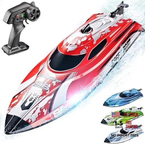 RC Boat, 12 inch Remote Control Boat for Kids and Adults, 25 KPH Fast RC Red