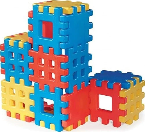 18-Piece Big Waffle Block Set - Colorful Building Toys for Kids, Blue/Red/Yellow