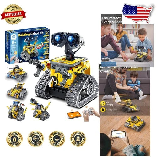Buildable STEM Robot - 5in1 Models, 488 Pcs, App & Remote Control, Ages 8+