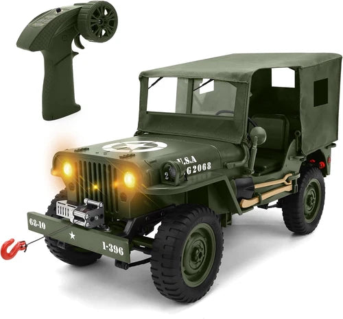 Remote Control Truck off Road - 4X4 1/10 Scale Willys Army Rock Crawler RC Truck