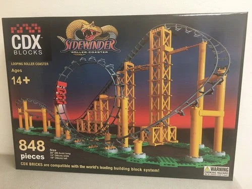 CDX Blocks: Sidewinder - 848 Pieces, Building Brick Set, Gravity Powered Looping