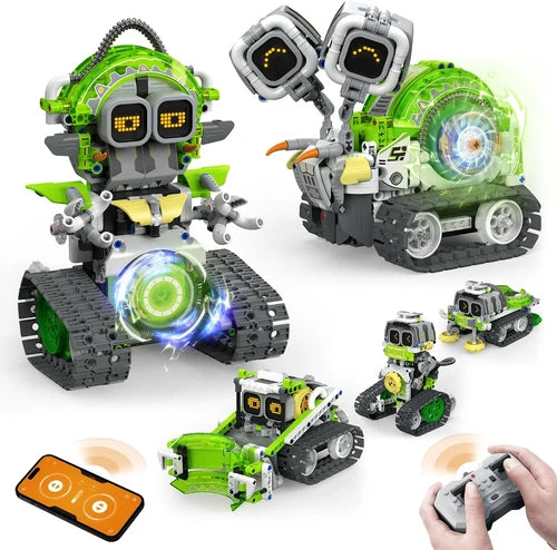 5-In-1 STEM RC Robot Building Kit, 478Pcs App Coding, Boys Age 6-12 \| 1 Set Tran