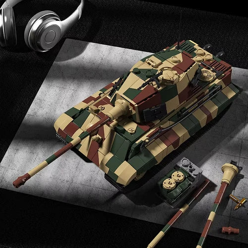 New WW2 Tiger II Heavy Tank 1:28 1780Pcs Military Building Blocks Model Set