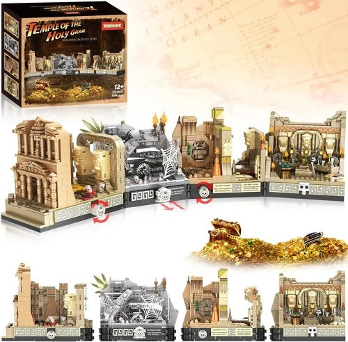 Temple Of The Holy Grail Adventure Building Block Set + 5 figs 4 Scenes 2388 pc