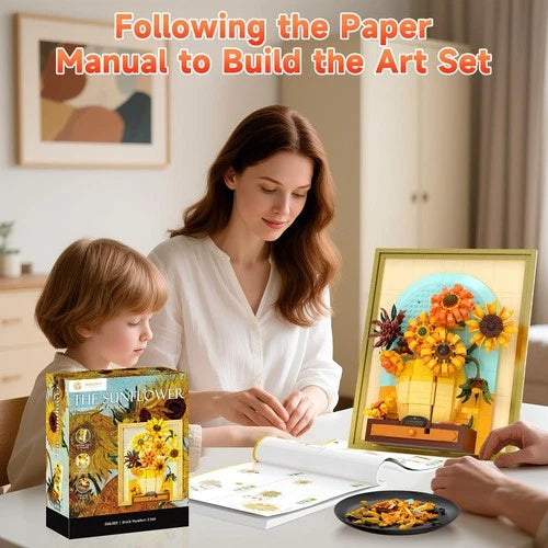 Van Gogh Sunflowers Building Blocks Set with Light, Sunflower Botanical Wall ...