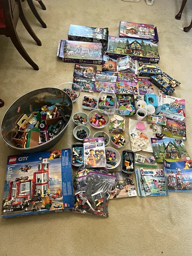LEGO Bulk Lot Mixed Pieces Friends City Disney Fire Station Ariel total 9 lb.