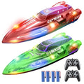 2 Pack 13 inch Remote Control Boat for Kids, 4 Batteries, 2.4Ghz RC Racing Bo...