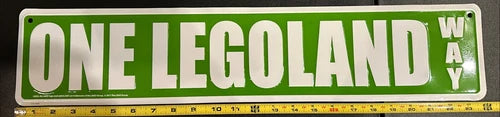 Lego "One Legoland Way" Green Metal Aluminum Street Sign Mancave Wall Hanging