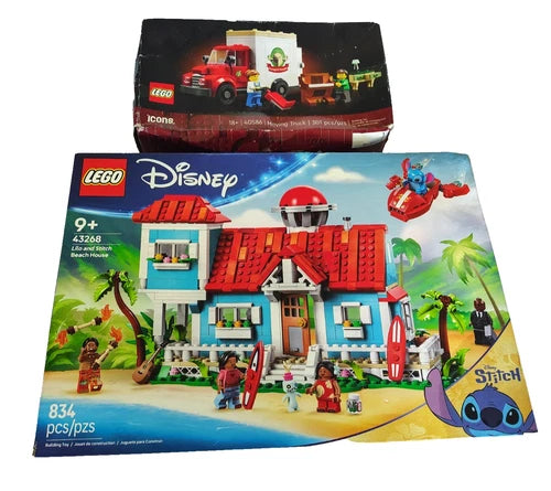 Lego Disney Lilo and Stitch Beach House and Lego Icons Moving Truck