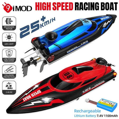 HJ808 RC Boat 2.4G High-Speed Remote Control Racing Boat LED 370 Brushed Motor