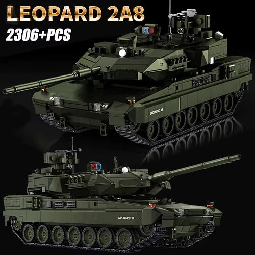 New 2306pcs Leopard 2A8 Tank 1:28 Military Building Blocks Army Model Set Toy