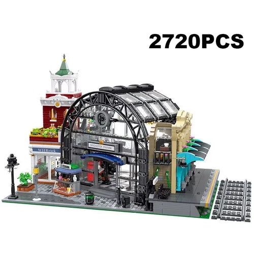 New Meeting Point Train Station 2720Pcs Building Blocks Modular City Set