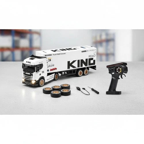 1/64 Scania RC Drift Semi Truck with Trailer,4WD RC Car for Kids 4+