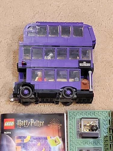 RARE HARRY POTTER LEGO TRIPLE DECKER BUS WIZARDING WORLD LOT With Figures