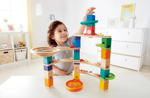 Hape Quadrilla Cliffhanger Wooden Marble Run Blocks Marble Maze Run Set, Early