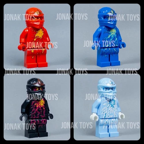 LEGO Ninjago NRG Jay Cole Zane Kai Minifigure Lot Of 4 (UV Printed)