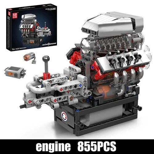 Mould King V8 Car Engine Building Block Set - Compatible - box packing
