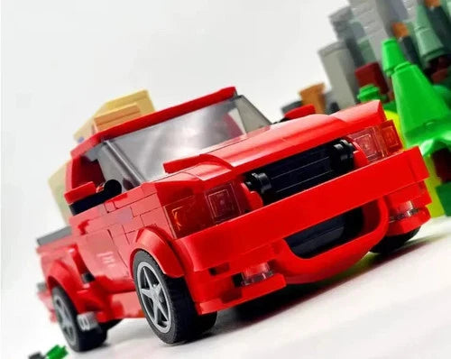 NEW Red Pickup Truck Building Blocks Set Model Adults MOC Classic Vehicle Toy