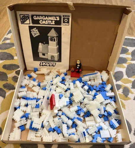 RARE Vintage 1982 Entex Loc Blocs Smurfs Glow In The Dark Gargamels Castle Set
