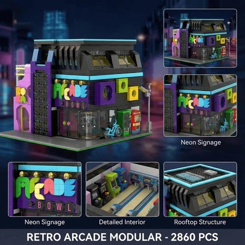 MOC Entertainment Arcade Building Blocks 2600 PCS Lighted Modular Bricks Set