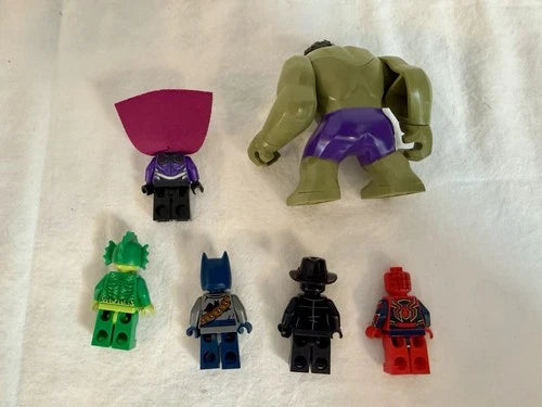 LEGO Super Heroes Minifigure Lot 6 Hulk Spider-Man Batman w/ Cape Loose