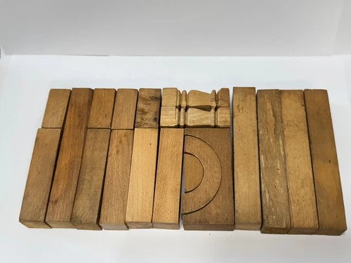 Antique Architectural German Building Blocks Slide Top Wooden Box