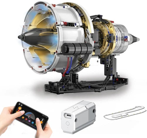 Jet Engine Model Kit That Run App Controlled Building Blocks Set with Motor
