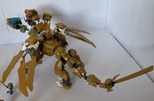 MEOW Ninjago: Lloyd's Golden Ultra Dragon (71774) Complete Missing 2 Minifigs