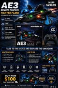 DMES AE3 Remote Control Fighter Jet Drone - Complete Aerial Stunt Plane