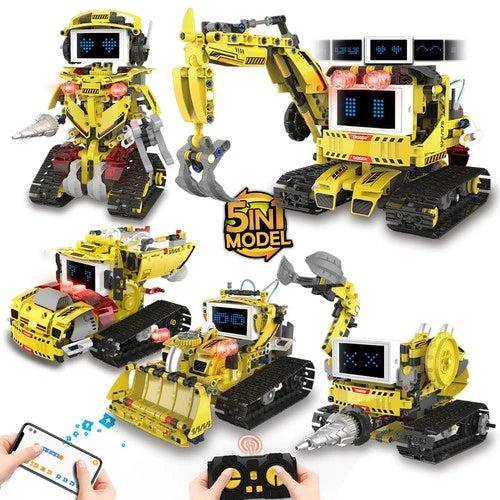 5-in-1 STEM Robotics Building Kit, App & Remote Control Programmable Engineer...