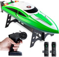 High-Speed Velocity Green RC Boat with Rechargeable Batteries - Pool & Lake Fun