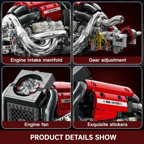 Formula One Engine Building Blocks, Motor Model Building Toys, Car Combustion En