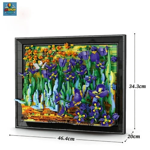 Van Gogh Irises Floral Art Building Blocks 3480 PCS 3D Framed Wall Display Set