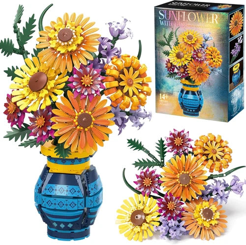 Flower Bouquet Building Blocks Set with Vase, Mothers Day Mom Grandma Gifts, 106
