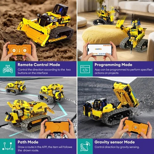 LECPOP 5-in-1 Bulldozer Robot Toy Building Set for Boys 8-12