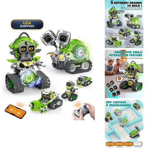 Opmind 5-in-1 STEM RC Robot Building Kit 478Pcs, Boys Age 6-12
